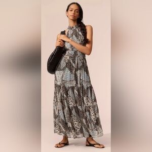 Anthropologie The Somerset Chiffon Halter Maxi Dress